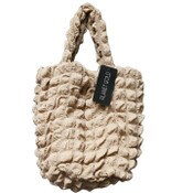Wholesale - TAUPE QUILTED LONG SATCHEL HANDBAG W/TOP ZIPPER C/P 12